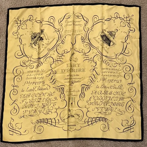 Hermès Artistic Yellow and Black Scarf - Picture 2 of 4